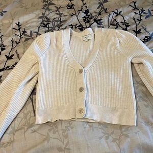 aerie cropped button up cardigan. off white. size small